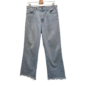 Denim x Alexander Wang TAME Distressed Raw Hem Light Blue Wide Leg Jeans 30x27